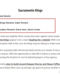 FW支招湖人做1换2交易，可送文森特去国王，尝试捡漏3+1后卫？